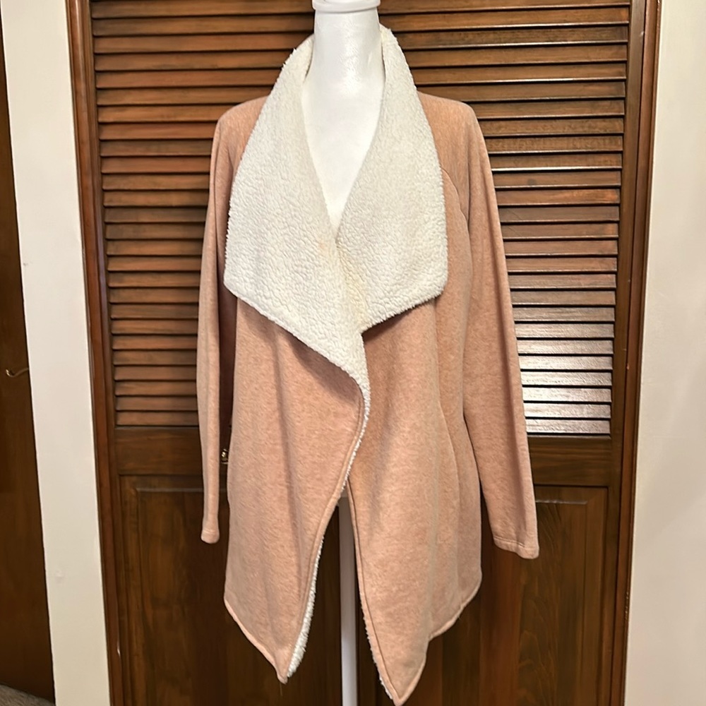 Pimkie Collection Tan Waterfall Collar Fleece Lined Jacket Coat Size L